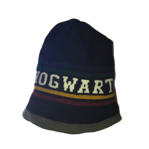 Officially Licensed Harry Potter Hogwarts Reversible Knit Black Gray Beanie-OS - Picture 11 of 11